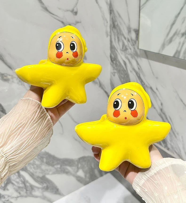 Coppia di persone con stelle, bambini, portaspazzolino carino, supporto per lavabo, base per spazzolino da denti in ceramica_voghion.com