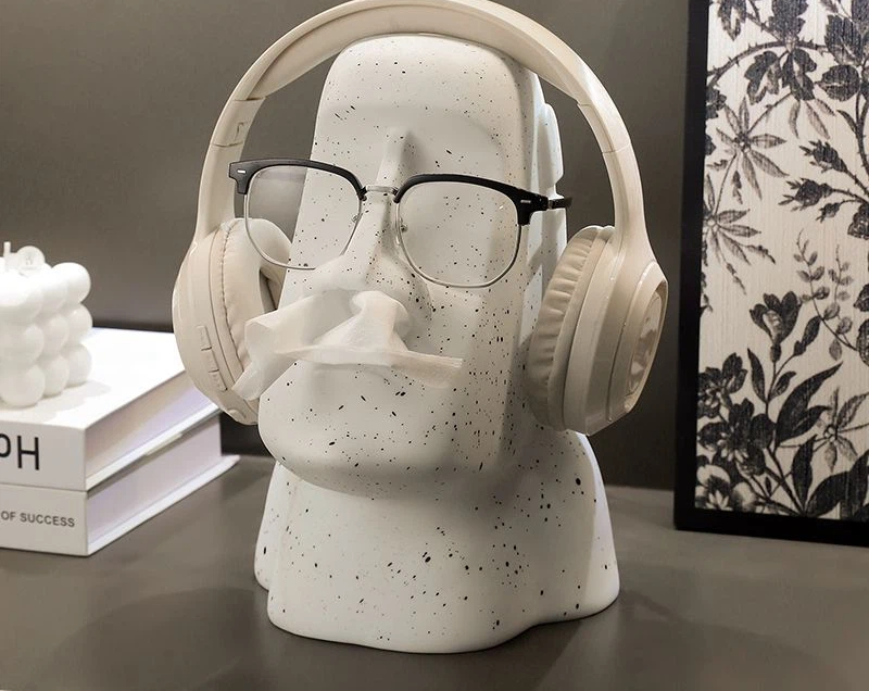 Creative Moai Stone Man Like Tissue Box Living Room Light Luxury High End Household Paper Box High Sense Home Decoration Ornament Ornament_voghion.com
