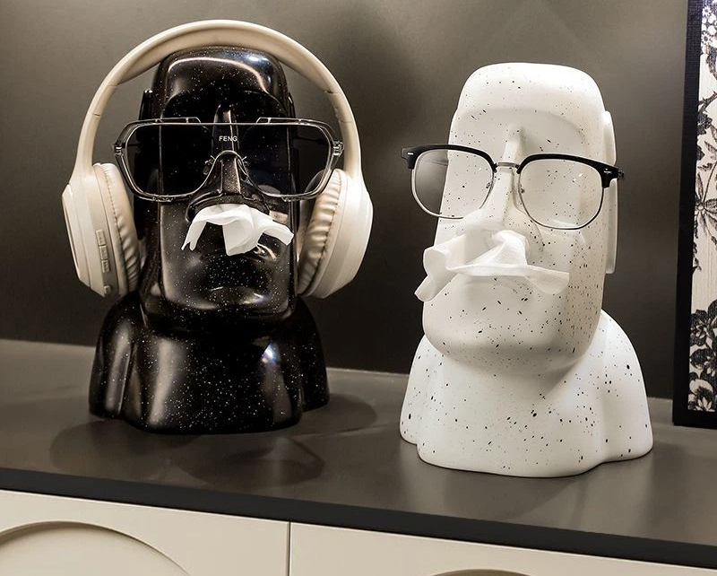 Creative Moai Stone Man Like Tissue Box Living Room Light Luxury High End Household Paper Box High Sense Home Decoration Ornament Ornament_voghion.com