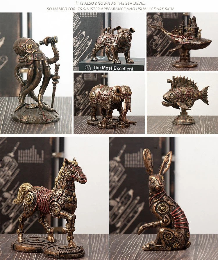 Ornamenti decorativi in resina della serie American Retro Mechanical Punk Animal per la casa, il soggiorno, la credenza per il vino, gli ornamenti decorativi per l'ingresso_voghion.com