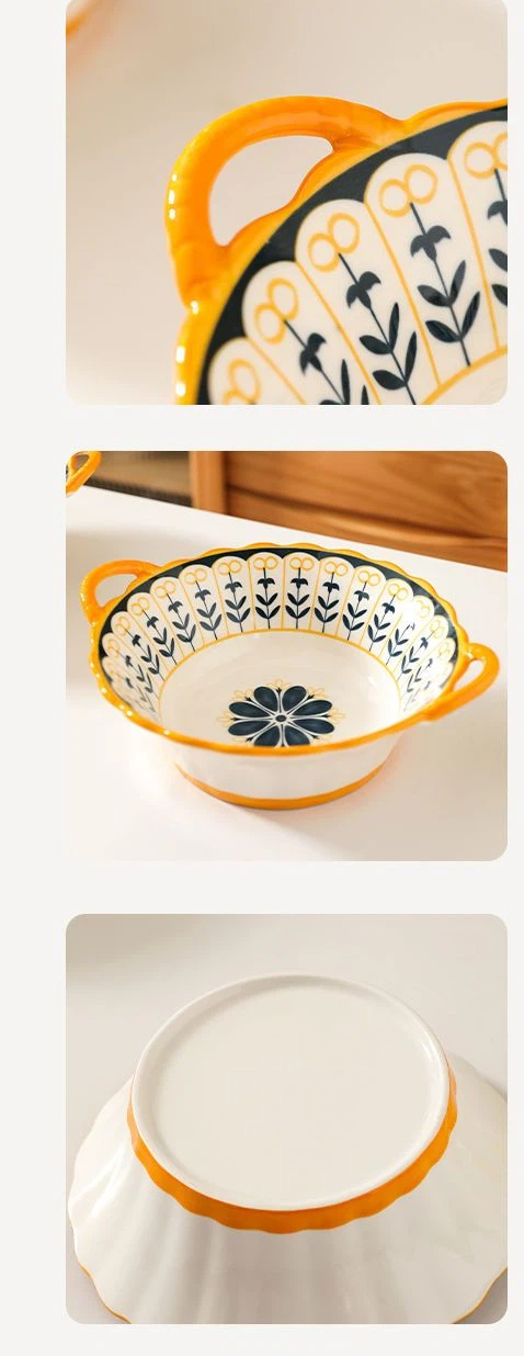 Internet High Appearance Bowl, Household Instant Noodle Bowl, Double Ear Bowl, Creative Ear Dessert Bowl, Simple Rice Bowl, Tableware_voghion.com