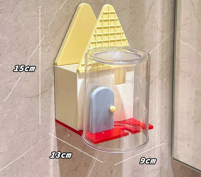 Graziosa casetta, portaoggetti per bicchieri da denti, dormitorio, bagno di casa, montaggio a parete, portaoggetti per spazzolini da denti senza forare_voghion.com