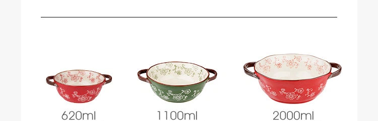 Hand Painted Double Ear Soup Bowl Noodles In Soup Bowl Ceramic Bowl Household Instant Noodle Bowl Salad Bowl High Color Anti Scalding Double Ear Bowl_voghion.com