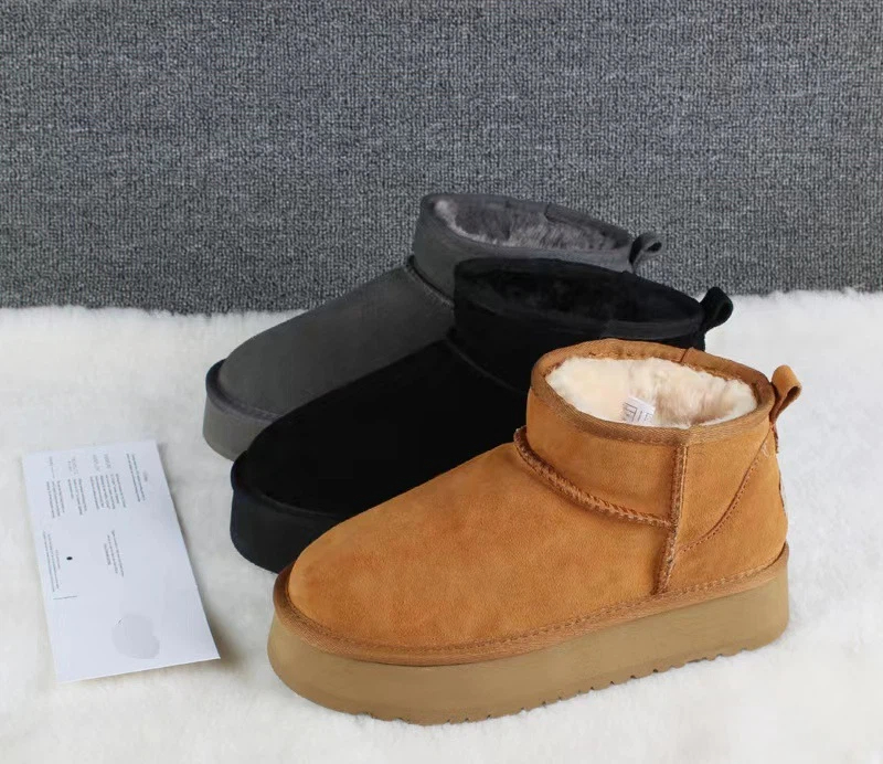 Designer Fluffy Sneeuwlaarzen Mini Dames Heren Winter Australië Tasman Platform U G Laars Bont Pantoffel Enkel Wollen Schoenen Schapenvacht_voghion.com