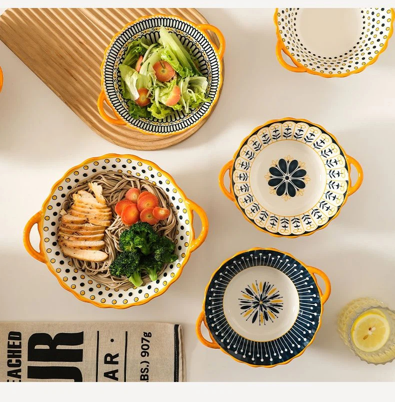 Internet High Appearance Bowl, Household Instant Noodle Bowl, Double Ear Bowl, Creative Ear Dessert Bowl, Simple Rice Bowl, Tableware_voghion.com