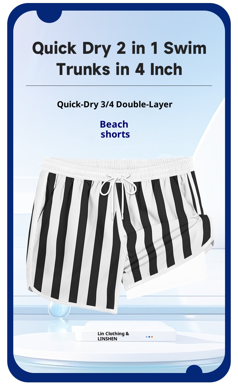 Pantaloncini estivi in tre parti ad asciugatura rapida, pantaloncini da bagno casual larghi, pantaloni da spiaggia da uomo per attività all'aperto_voghion.com