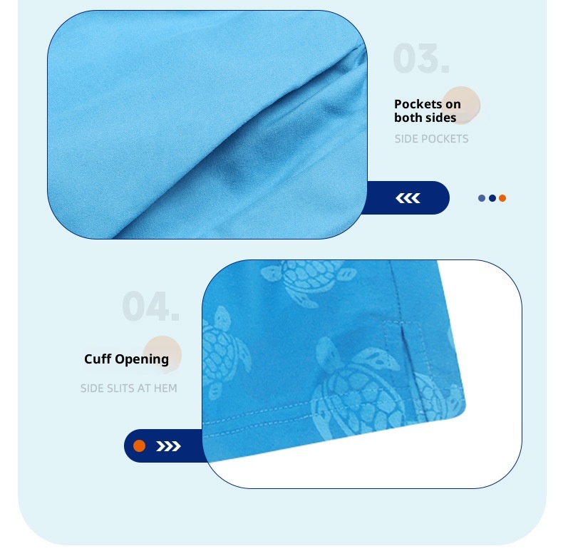 Thin Casual Printed Pants, Summer Sports Shorts, Deep Blue Mesh Outdoor Quarter Length Beach Pants For Men_voghion.com