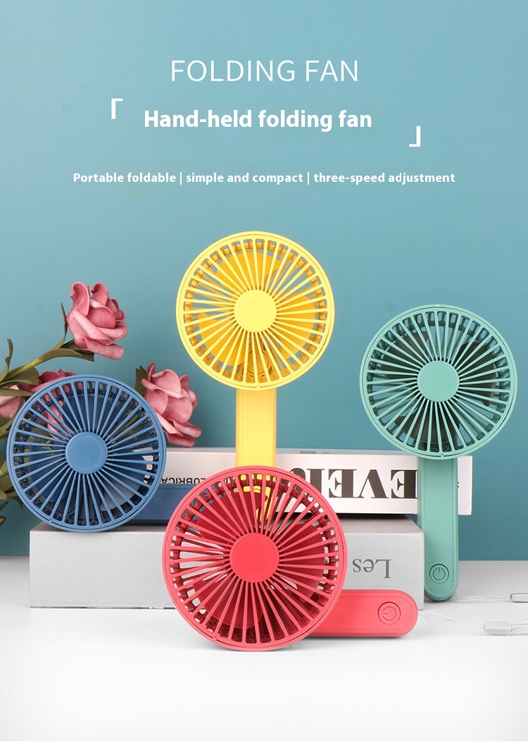 Hanging Rope Handheld Folding Small Fan, USB Charging With Three Levels Adjustment, Portable Heat Dissipation Mini Fan_voghion.com